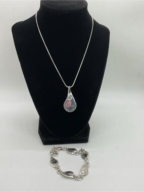 Brighton Twirl Silver Plated Teardrop Necklace with Bracelet Set